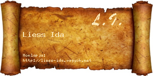 Liess Ida névjegykártya
